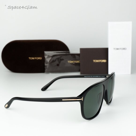 Tom Ford Women Sunglasses Shiny Black Green Polarized Pilot PRESCOTT FT1027 01R Tom Ford Sunglasses Prescott FT1027 01R Shiny Black Green  main image 4